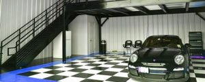 Indoor car storage with mezzanine
